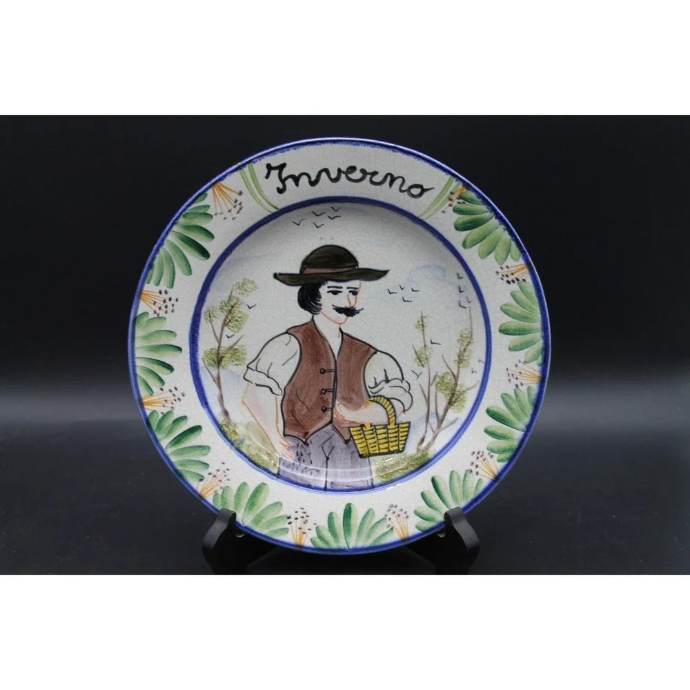 Set of 4 Italian Seasons Hand Painted Decorative Plates 9.5
